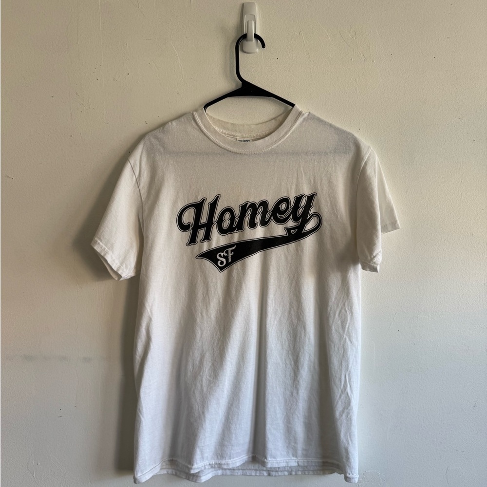 White Graphic T-Shirt with Black Print